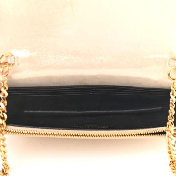 Saint Laurent Monogram Envelope Chain Wallet Metallic Fabric Champagne Gold - Picture 5 of 12